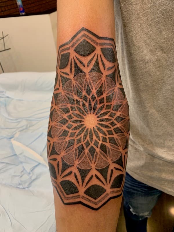 sacred geometry tattoo by Matt, artist at Fattys Tattoos & Piercings